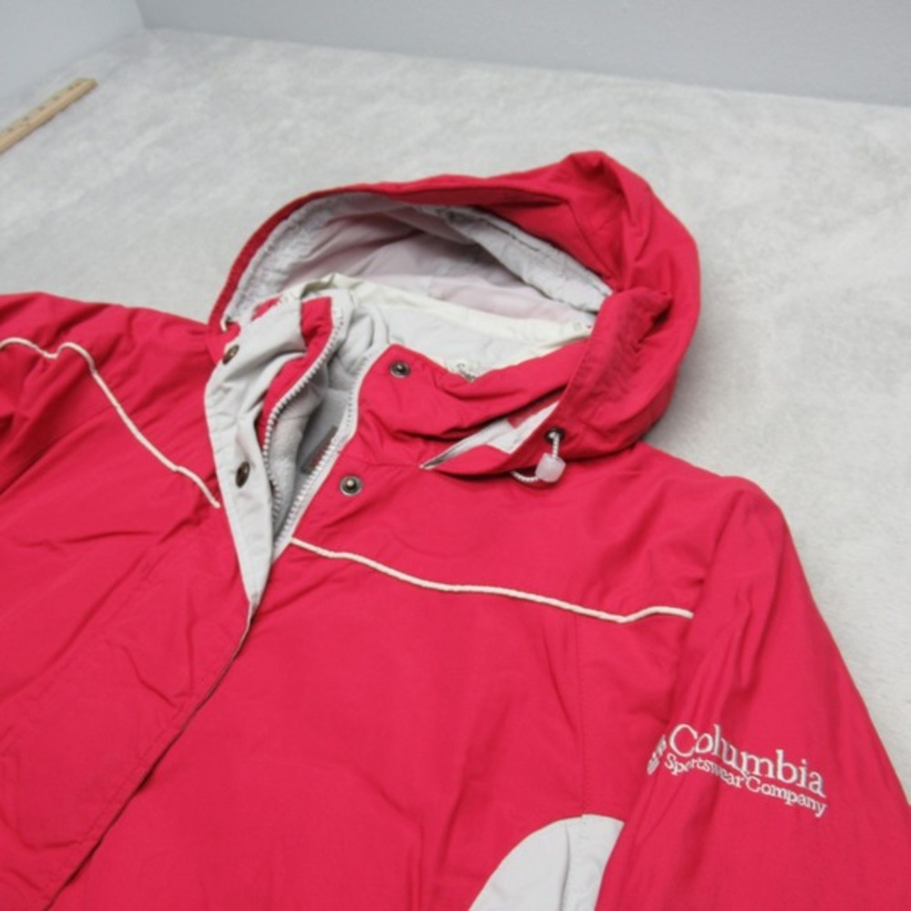 Columbia Jacket Womens Medium Red Gray Vertex Hood Waterproof Full Zip Insulated - Picture 9 of 16